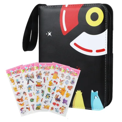Produktbild von Forever Tragbare Pokemon Sammelalbum,Karten Sammelalbum,50 Seiten 400 Taschen Hefte für Karten,Kompatibel Diverse Karten,Wasserdicht Kunstleder Schwarz