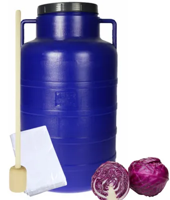 Zdjęcie produktu dla Zestaw Do Kiszenia Kapusty Beczka 60L Worek + Tłuczek Pokrywka