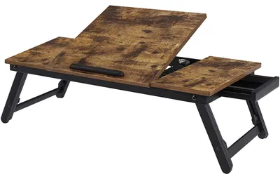 Image de Tablette pour ordinateur portable - Support pour ordinateur portable - Pliable - Réglable - Jusqu'à 14,3 pouces - Marron/Noir