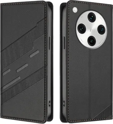 Productafbeelding van Hoesje voor Oppo Find X8 - Phonesta portemonneehoes met reliëflijnen - Zwart