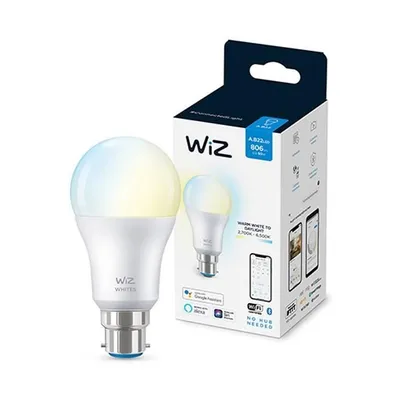Produktbild von WiZ Lampe 60W A60 B22, Intelligentes Leuchtmittel, Wi-Fi/Bluetooth, Weiß, Wi-Fi 4 (802.11n), 802.11b, 802.11g, LED, B22