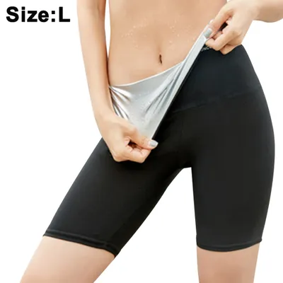 Produktbild von Yoga Hosen Damen Sauna Hosen, Schwitzhose Zum Abnehmen, Taille Control Lauf-Tights für Yoga, Weiche Fitnesshose Sauna Hose Frauen Schwitzeffekt(Five-point pants style,L)