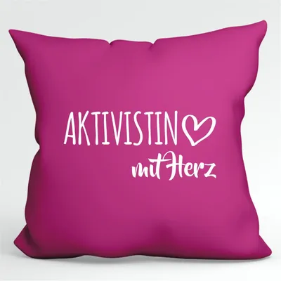 Produktbild von Huuraa Kissen Aktivistin mit Herz 40x40cm mit Füllung Fuchsia Baumwolle Dekokissen Geschenkidee