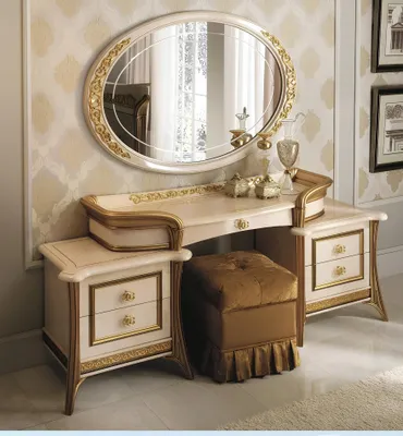 Produktbild von Schminktisch Spiegel Hocker Komplett Set Kommode Schlafzimmer 3tlg. Konsole