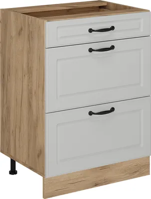 Produktbild von Küchenunterschrank Vicco R-Line Weiß Landhaus 60 cm mit Schubladen, ohne Arbeitsplatte, Model 53684