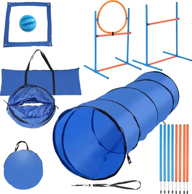 Obrázok produktu pre TolleTour dog agility agility vybavenie pre psov výcviková súprava agility výcviková súprava športový tunel pre psov vysoká skoková tyč súprava 5 ks