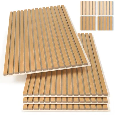 Produktbild von Eikuavons Akustikpaneele Wandpaneele 120x60 cm Eiche, beiger Filz, MDF, UV, 4 Stück