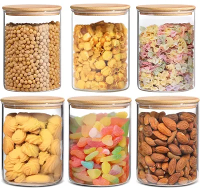 Produktbild von Set mit 3 Glas-Lebensmittelaufbewahrungsgläsern mit luftdichten Bambusdeckeln