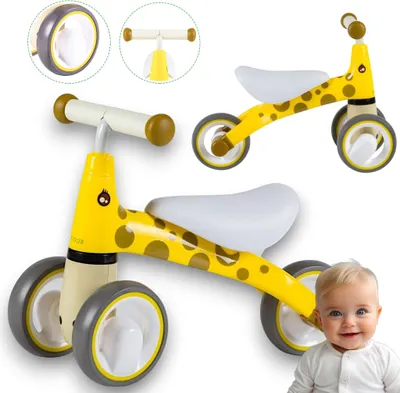 Produktbild von Laufrad Kinder Fahrrad Giraffenmuster, Fahrrad-Laufrad, Lauflernrad, Kinderlaufrad, Rutscher, Balance Bike, Stahlrahmen, Dreirad ohne Pedal, 1-3 Jahre
