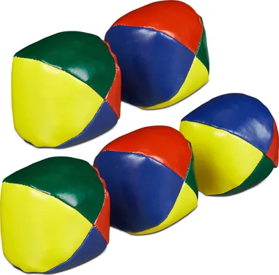 Image de Balles de jonglage Relaxdays, lot de 5, Ø 65 mm, débutants et professionnels, PVC, remplissage de sable, sacs de jonglage pour enfants et adultes, multicolores