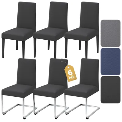 Produktbild von Verdego Stretch-Stuhlhussen 6er-Set, Esszimmerstuhlbezug, Wasserabweisend & Waschmaschinenfest, Stuhlbezug für Zuhause, Restaurant & Hochzeit, Schwarz