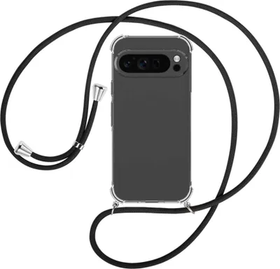 Produktbild von Handykette Backcover-Schutzhülle mit Band (Metall silberfarben) für Google Pixel 9 Pro XL (6.8'') - schwarz