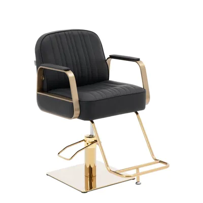 Productafbeelding van Expondo kappersstoel met voetsteun - 56 - 73 cm - 200 kg - Zwart / Goud