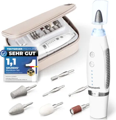 Produktbild von GRUNDIG Maniküre Set elektrisch - Schöne Nägel dank Power LED und 17tlg Saphir Zubehör I Pediküre Fußpflege Set und Maniküre Set mit Zubehör Nachbestellmöglichkeit