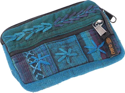 Produktbild von Ethno Patchwork Portemonnaie, Geldbeutel, Mäppchen - Blau, Uni - Erwachsene, Baumwolle, 11*16*1 cm, Portemonnaies