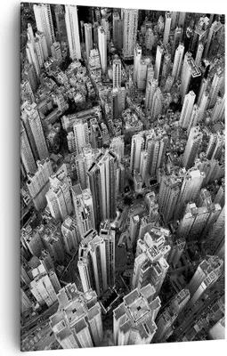 Produktbild von Bild auf Leinwand - Leinwandbild - Einteilig - Wolkenkratzer mit Berge - 80x120cm - Wand Bild - Wanddeko - Wandbilder - Leinwanddruck - Wanddekoration - Leinwand bilder - Wandbild - PA80x120-4453