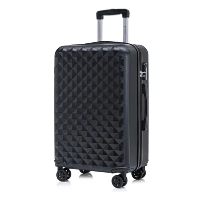 Produktbild von Koffer Trolley Reisekoffer Suitcase, Rollkoffer Handgepäck ,mit 4 Rollen360°, Hartschalenreisekoffer, Zahlenschloss, Weicher Gummigriff (L,Schwarz)