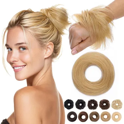 Produktbild von Haarteil Dutt mit Gummiband 100% Echthaar Glatt Natürlichblond 17g