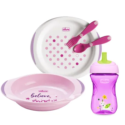 Produktbild von Chicco Geschenkset, Toddler dinner set, Pink, Weiß, Mädchen, 1 Jahr(e)
