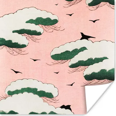 Produktbild von MuchoWow® Poster Japanisch - Vogel - Wolke - Vintage 100x100 cm - Babyzimmer
