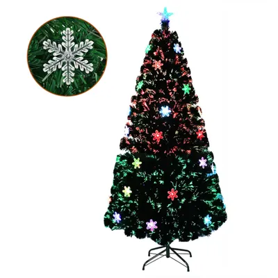Produktbild von XMTECH Künstlicher Weihnachtsbaum mit Glasfaser LED Beleuchtung 240CM, Weihnachtsdeko Christbaum, Tannenbaum mit Metallständer