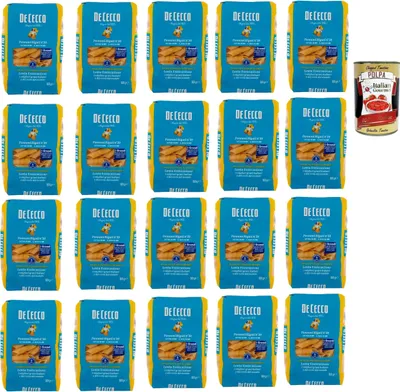 Produktbild von De Cecco Pennoni Rigati N°39, 100% Italienisch Pasta Nudeln 20x 500g + Italian Gourmet Polpa 400g