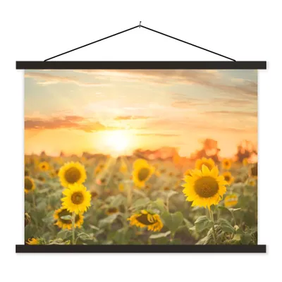Produktbild von MuchoWow® Textilposter Sonnenblume - Sonne - Blumen 120x90 cm mit schwarzem Rahmen - Aufhänger für Poster