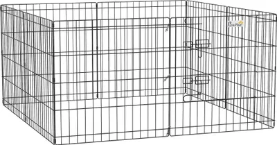 Obrázok produktu pre Klietka pre malé zvieratá – Modulárna klietka/plot pre šteňatá/zvieratá – 8 panelov – Skladacia – Vhodná pre vnútorné aj vonkajšie použitie – Pre psov, králiky, hlodavce – Armygren