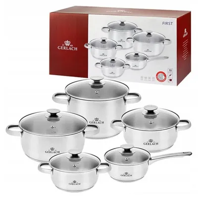 Produktbild von RVS-Kochtopf-Set – 10-teiliges Kochtopf-Set aus Edelstahl