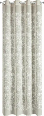 Immagine prodotto di EUROFIRANY | Tenda - 140 x 250 cm - beige - con fiori ricamati - occhielli