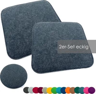 Produktbild von heimtexland ® Sitzkissen Set Filz Stuhlkissen Stuhlauflage Filzkissen Stuhl Polster Kissen Typ631 2er Set 35 x 35 cm Eckig Anthrazit