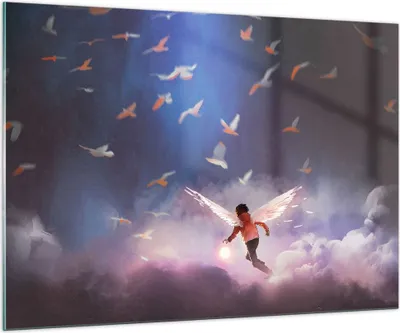 Produktbild von Bilder auf glas - Fantasie Märchen - 100x70cm - Glasbilder - Wandbilder - Kunstdruck - zum Aufhängen bereit - Wanddekoration aus Glas - Glas Bilder - Wandbild auf Glas - Einteilig - GAA100x70-4102