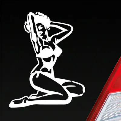 Produktbild von Auto Aufkleber Pin up Girl Sexy Girl Tuning Vintage Retro 12x10 cm Weiss Glanz Sticker Heckscheibenaufkleber