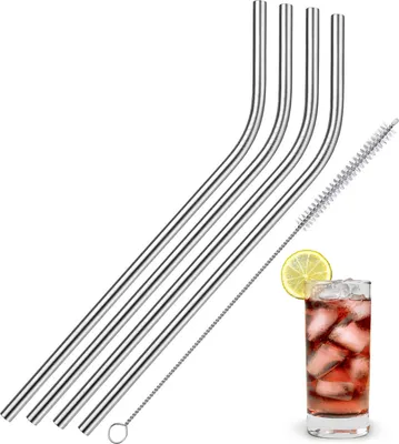 Produktbild von Westmark 4 Trinkhalme »Edelstahl Knick« gebogen + Reinigungsbürstchen, 62742260