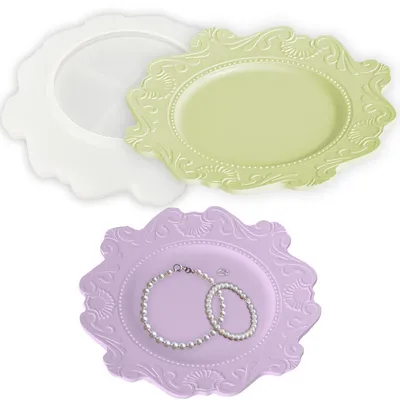Produktbild von Silikonform Tablett mit Blumenmuster für Epoxidharz, Untersetzer, Schmuck, Kerzenhalter