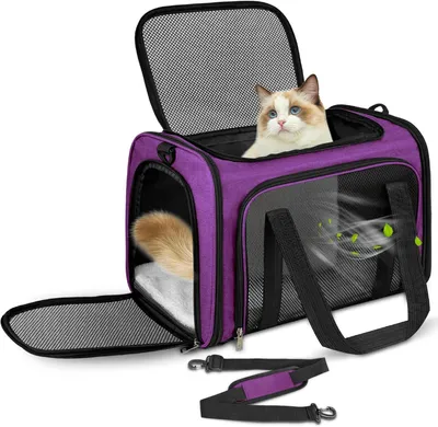 Immagine prodotto di Trasportino pieghevole per animali domestici, dimensioni 43 x 28 x 28 cm, peso 5 kg, colore lilla, adatto per cani