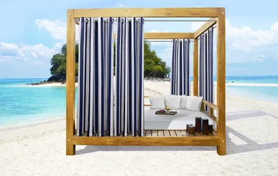 Tüll-Gardinenpanel 2er-Set, 50x96", Indigo, gestreift, lichtfilternd