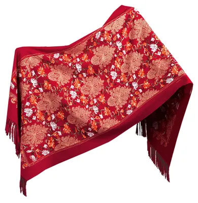 Zdjęcie produktu dla Szal Pashmina z miękkiej wełny, wzór kwiatowy