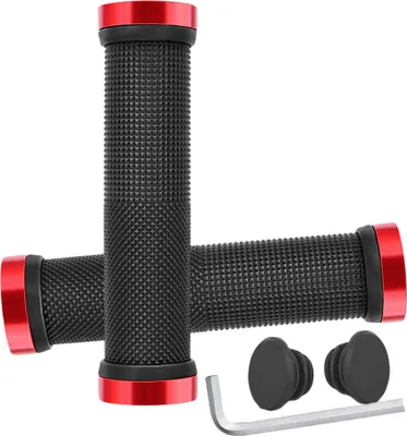 Produktbild von Rutschfeste Fahrradlenkergriffe, Einzelverriegelung Am Fahrradlenker Für Mountain MTB BMX Scooter Beach Cruiser, Ergonomischer Fahrradhandgriff, Passend Für 2,2 Cm Griff Mit Werkzeug (Rot)