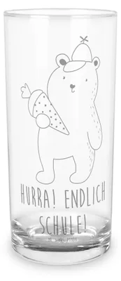 Produktbild von Mr. & Mrs. Panda Glas Bär Schultüte 400 ml - Transparent - Geschenk, Trinkglas, Tumbler, Wasserglas, Longdrinkglas, Schulbeginn, Grundschule, Schulanfang, Einschulung