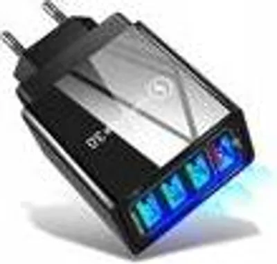 Image de Chargeur mural rapide 4x USB QC 3.0 + câble - NOIR
