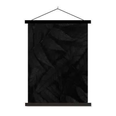 Produktbild von MuchoWow® Textilposter Blätter - Schwarz - Weiß - Pflanzen - Botanisch 90x120 cm mit schwarzem Rahmen - Dekoration