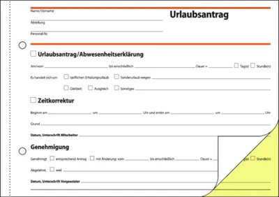 Produktbild von SIGEL SD045 Urlaubsanträge, 1. und 2. Blatt bedruckt, A5 q, selbstdurchschreibend, 2 x 40 Blatt