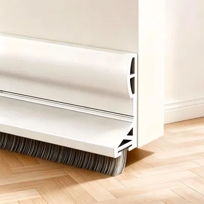 Türdichtung mit Bürste 100 cm, selbstklebend, weiß