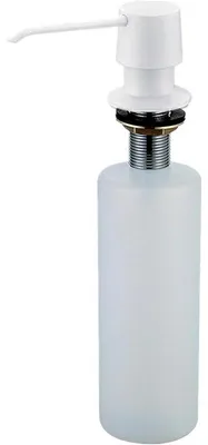 Produktbild von Küchenspüle Seifenspender - Einbau Arbeitsplatten-Pumpe - Massives Messinggehäuse - 300 ml PE Flasche - Von Oben Nachfüllbar - Glänzend Weiß