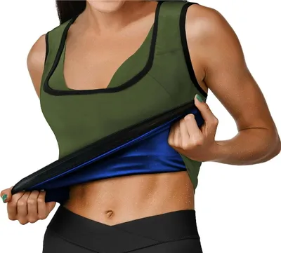 Produktbild von RDX Damen Saunaweste, wärmespeichernder Schweiß-Taillentrainer – REACH  100-er Body Shaper – Gewichtsverlust-Trimmer, heißes Korsett, Kompressions-Schlankheitspullover mit Reißverschluss – Fitness-Tanktop für Fitnessstudio