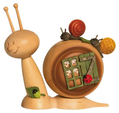 Produktbild von Drechslerei Kuhnert Rauchschnecke Sunny - Räucherfigur - Familienschnecke - schicke Deko für Naturliebhaber - für Räucherkerzen der Größe M