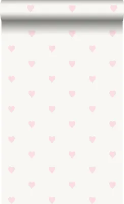 Produktbild von Origin Wallcoverings Tapete Herzchen Weiß und Rosa 53 cm x 10.05 m