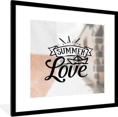 Produktbild von MuchoWow® Gerahmtes Poster Sommer - Zitat - Schwarz 40x40 cm - Poster mit Schwarzem Bilderrahmen Wandposter Rahmen Foto Bilder - Poster - Plakat im Rahmen