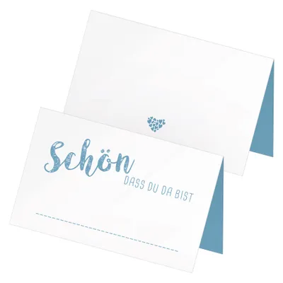 Produktbild von itenga 48x Tischkarten "Schön dass du da bist" nordic blue blau